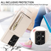 Custodia portafoglio in pelle TPU con cordino per Galaxy S21 Ultr