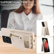 Custodia portafoglio in pelle TPU con cordino per Galaxy S21 Ultr