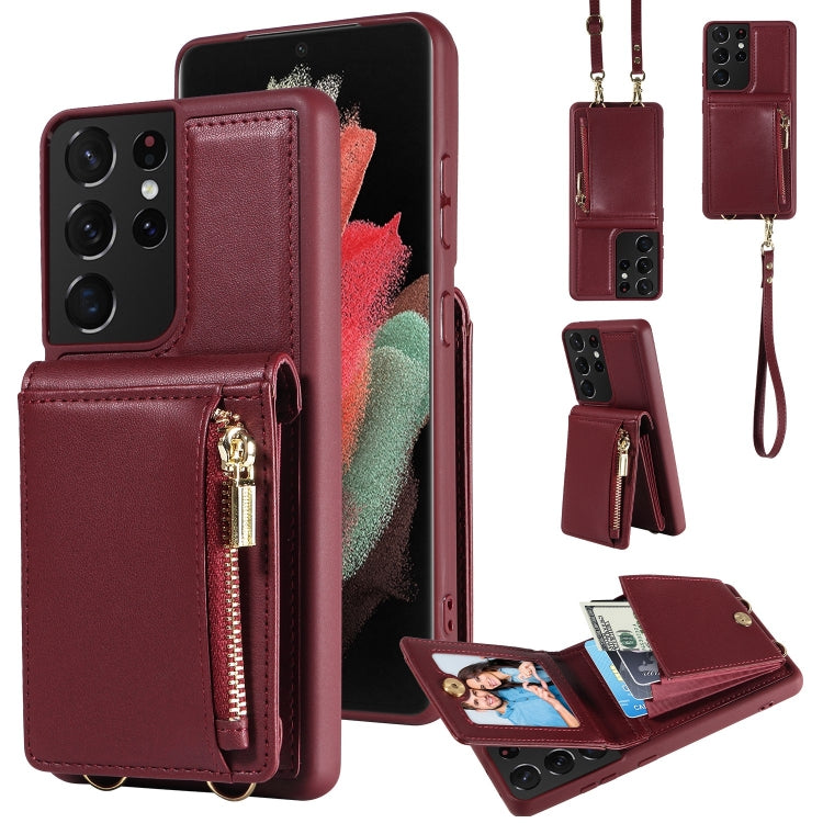 Custodia portafoglio in pelle TPU per Samsung Galaxy S21 Ultra