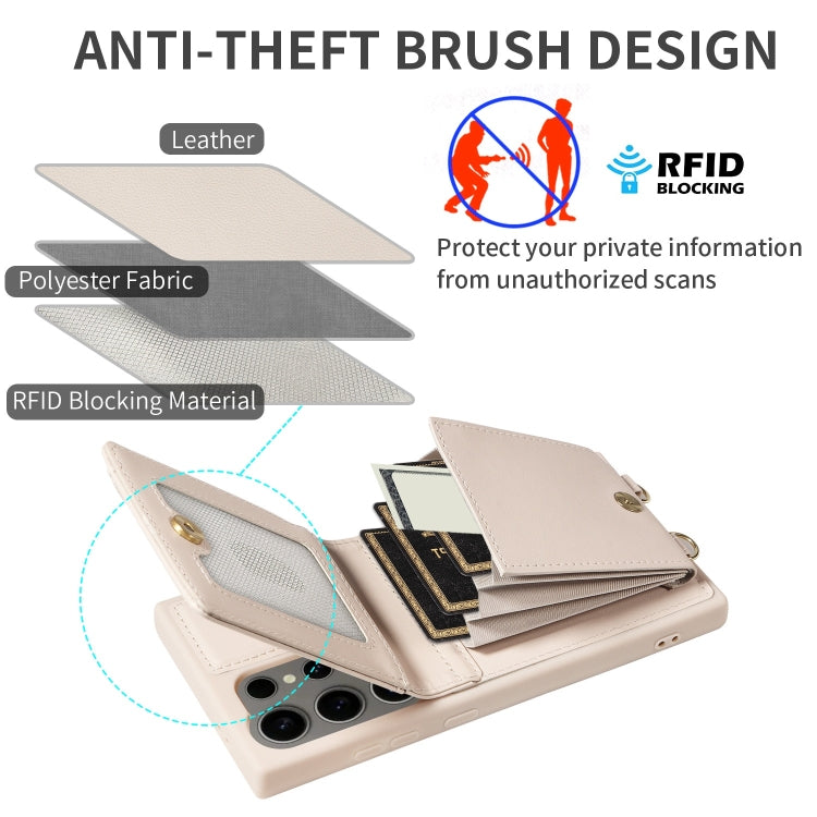 Custodia per telefono in pelle con portafoglio con cerniera e cordino a tracolla, For Samsung Galaxy S24 Ultra 5G, For Samsung Galaxy S23 FE 5G, For Samsung Galaxy S23 Ultra 5G, For Samsung Galaxy S23+ 5G