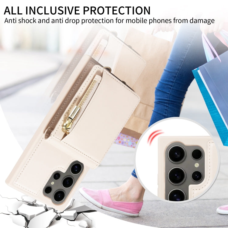 Custodia per telefono in pelle con portafoglio con cerniera e cordino a tracolla, For Samsung Galaxy S24 Ultra 5G, For Samsung Galaxy S23 FE 5G, For Samsung Galaxy S23 Ultra 5G, For Samsung Galaxy S23+ 5G