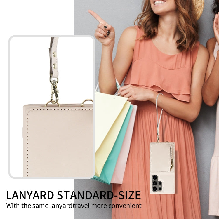 Custodia per telefono in pelle con portafoglio con cerniera e cordino a tracolla, For Samsung Galaxy S24 Ultra 5G, For Samsung Galaxy S23 FE 5G, For Samsung Galaxy S23 Ultra 5G, For Samsung Galaxy S23+ 5G