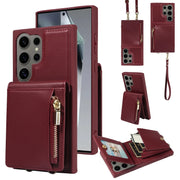 Custodia portafoglio in pelle TPU con cerniera per Samsung Galaxy