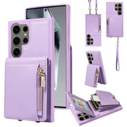 Custodia portafoglio in pelle TPU con cerniera per Samsung Galaxy