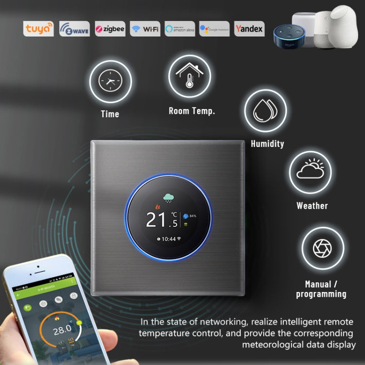 Termostato per il riscaldamento dell'acqua con manopola intelligente 95-240 V CA 3 A con sensore interno e connessione WiFi, BHT-7000-GALW