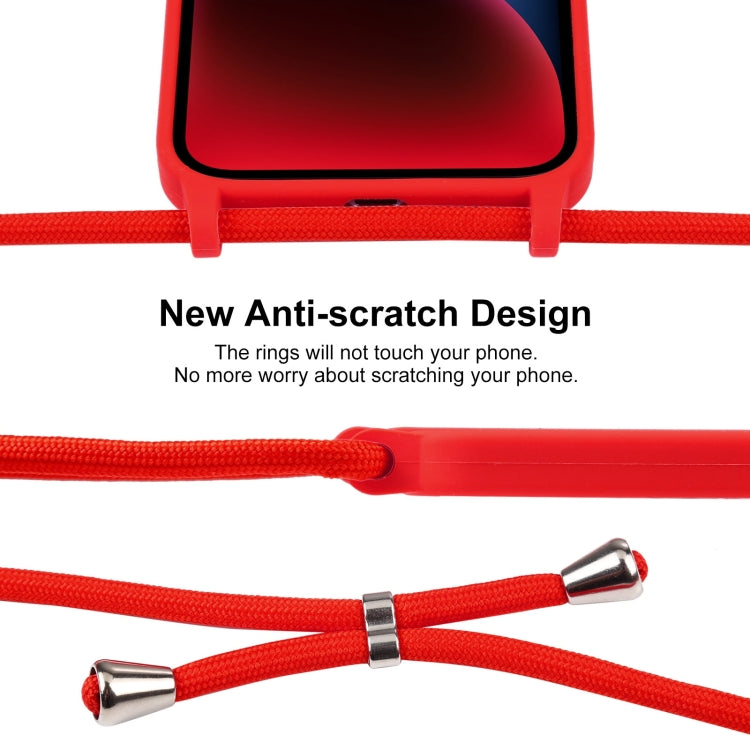 Custodia in silicone liquido con cordino a tracolla, For iPhone 15 Plus