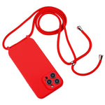 Custodia in silicone liquido per iPhone 15 con cordino