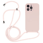 Custodia in silicone liquido per iPhone 15 con cordino