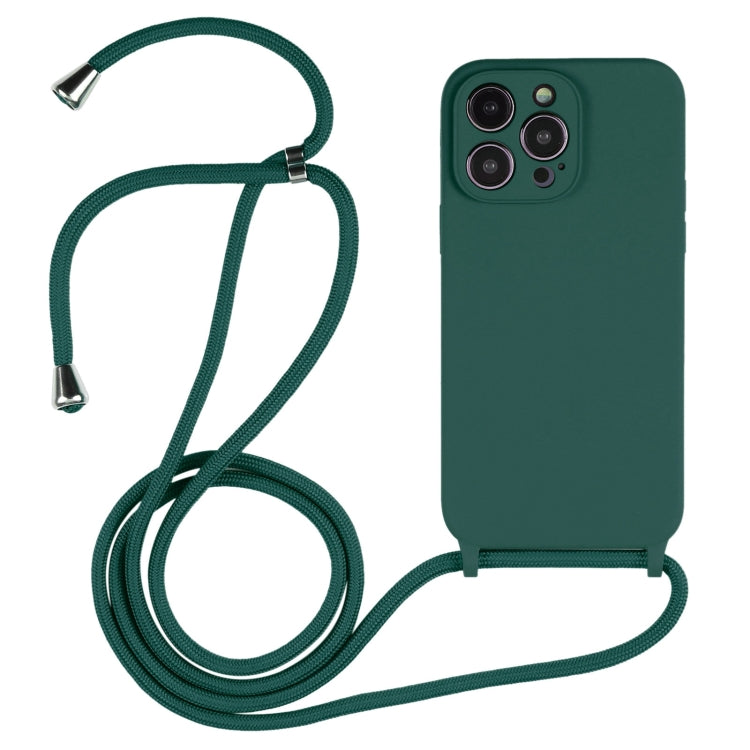 Custodia in silicone liquido per iPhone 15 con cordino