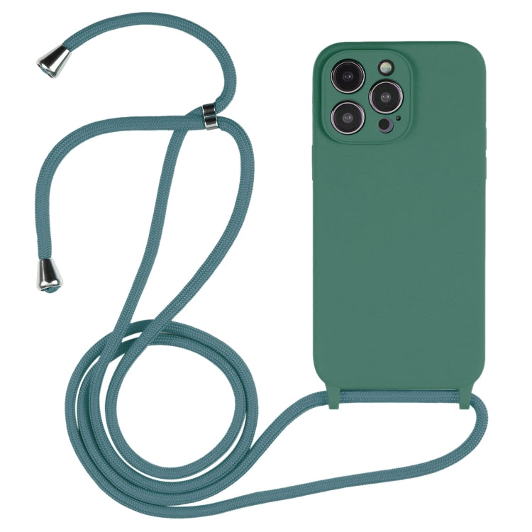 Custodia in silicone liquido per iPhone 15 con cordino