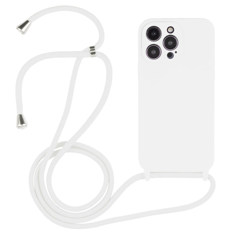 Custodia in silicone liquido per iPhone 15 con cordino