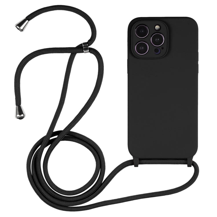 Custodia in silicone liquido con cordino per iPhone 15 Plus