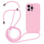 Custodia in silicone liquido con cordino per iPhone 16 Plus