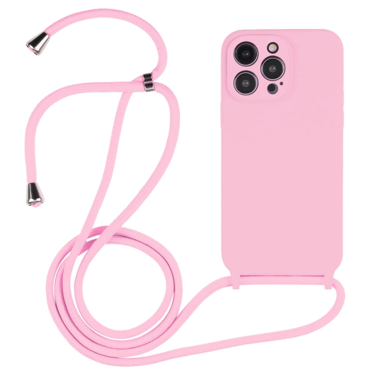 Custodia in silicone liquido con cordino per iPhone 16 Plus