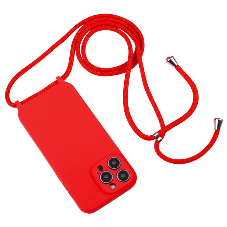 Custodia silicone liquido con cordino per iPhone 16 Pro