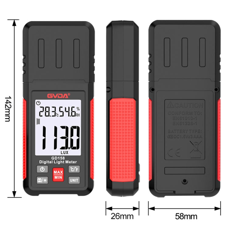 GVDA GD158 200000Lux Digital Light Meter Tester Luminosità Fotometro