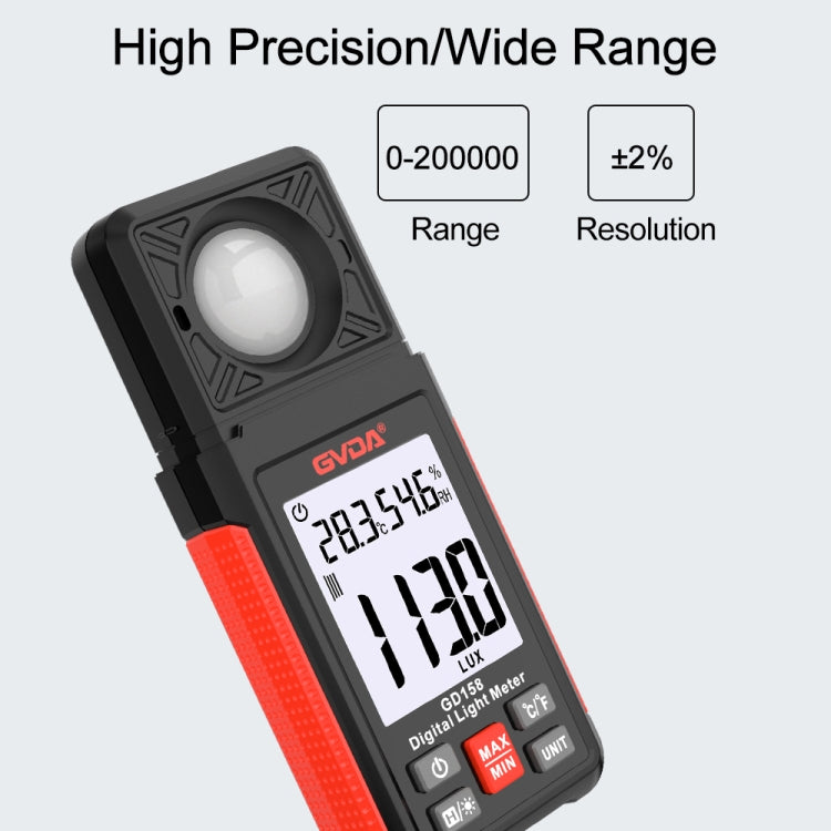 GVDA GD158 200000Lux Digital Light Meter Tester Luminosità Fotometro