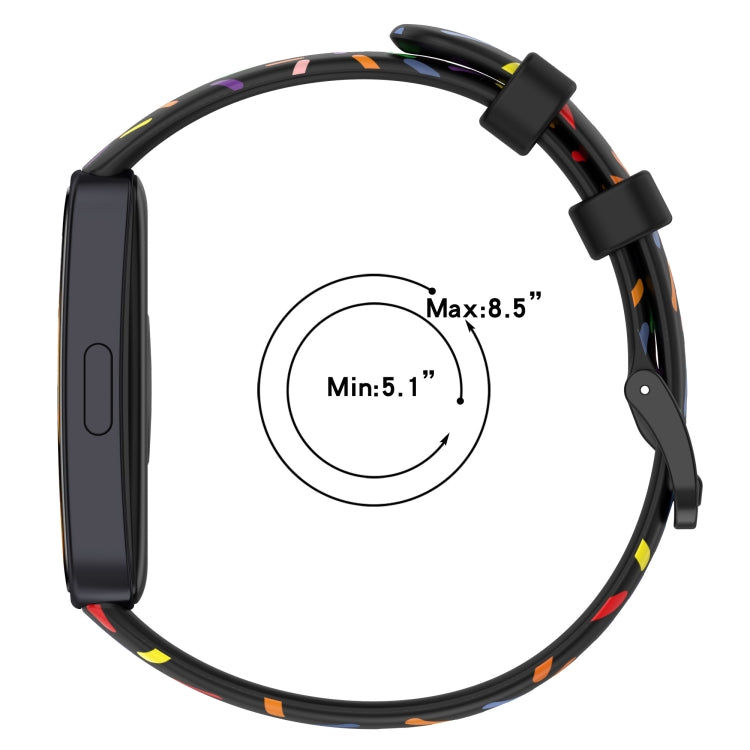 Cinturino sportivo in silicone a pois arcobaleno, For Huawei Band 10 / 9 / 8
