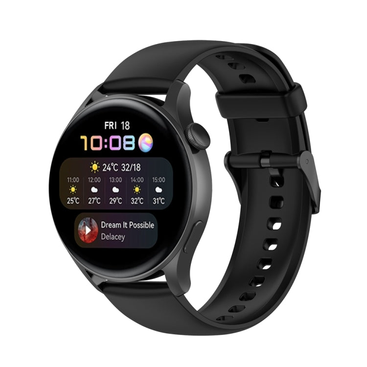 Cinturino per orologio con fibbia nera in acciaio inossidabile in silicone tinta unita, Black Buckle
