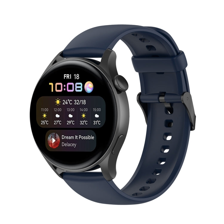 Cinturino per orologio con fibbia nera in acciaio inossidabile in silicone tinta unita, Black Buckle