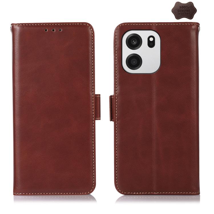 Custodia per telefono RFID in vera pelle con struttura magnetica Crazy Horse, For OnePlus Nord CE6 Lite 5G Global, For OnePlus Ace 6 Ultra, For OnePlus 15T, For OnePlus Turbo 6V / Turbo 6, For OnePlus 15R/Ace 6 5G/Ace 6T 5G, For OnePlus 15