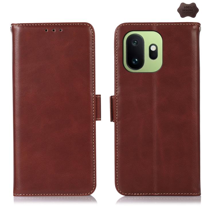 Custodia per telefono RFID in vera pelle con struttura magnetica Crazy Horse, For OnePlus Nord CE6 Lite 5G Global, For OnePlus Ace 6 Ultra, For OnePlus 15T, For OnePlus Turbo 6V / Turbo 6, For OnePlus 15R/Ace 6 5G/Ace 6T 5G, For OnePlus 15