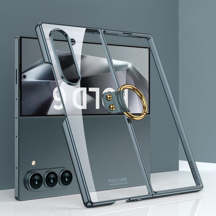 Custodia per telefono galvanica GKK con anello, For Samsung Galaxy Z Fold6, For Samsung Galaxy Z Fold5