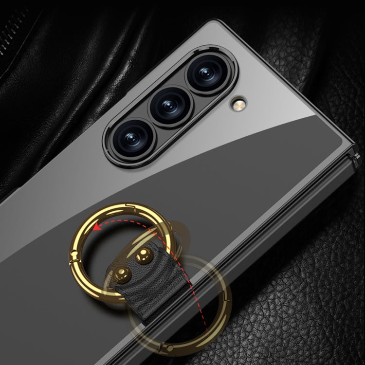 Custodia per telefono galvanica GKK con anello, For Samsung Galaxy Z Fold6, For Samsung Galaxy Z Fold5