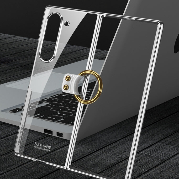 Custodia per telefono galvanica GKK con anello, For Samsung Galaxy Z Fold6, For Samsung Galaxy Z Fold5