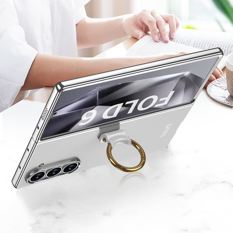 Custodia per telefono galvanica GKK con anello, For Samsung Galaxy Z Fold6, For Samsung Galaxy Z Fold5