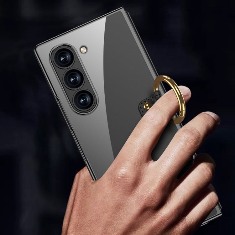 Custodia per telefono galvanica GKK con anello, For Samsung Galaxy Z Fold6, For Samsung Galaxy Z Fold5