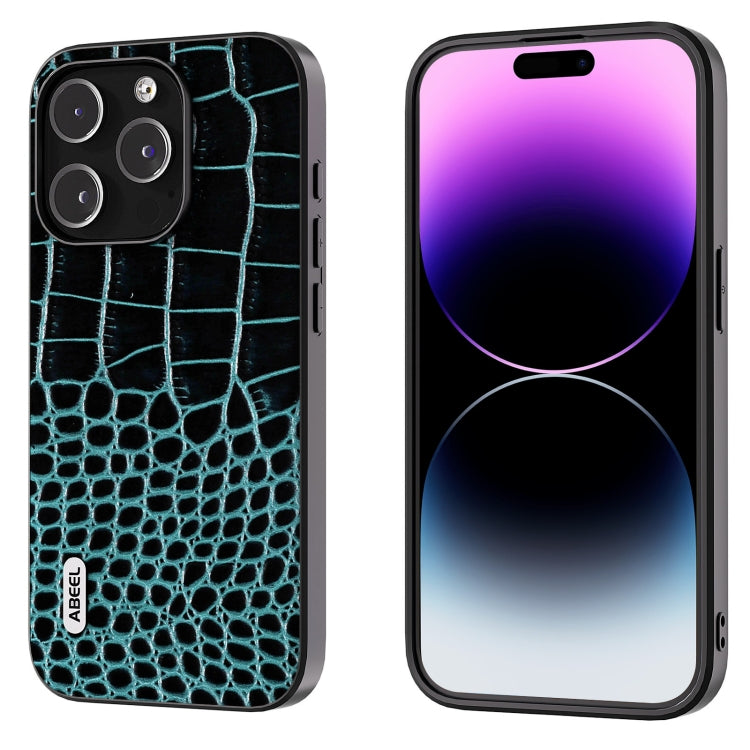 Custodia in vera pelle con motivo a coccodrillo per iPhone 16 e 1