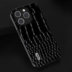 Custodia in pelle con motivo coccodrillo per iPhone 15 Plus