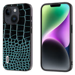 Custodia in pelle con motivo coccodrillo per iPhone 15 Plus