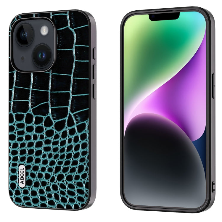 Custodia in pelle con motivo coccodrillo per iPhone 15 Plus