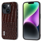 Custodia in pelle con motivo coccodrillo per iPhone 15 Plus
