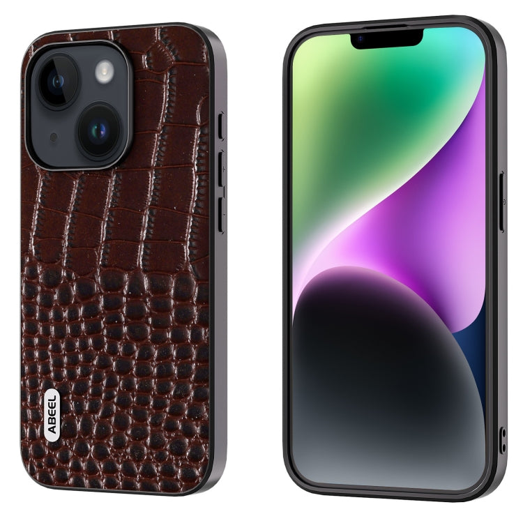 Custodia in pelle con motivo coccodrillo per iPhone 15 Plus