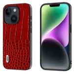 Custodia in pelle con motivo coccodrillo per iPhone 15 Plus