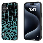 Custodia in vera pelle con motivo a coccodrillo per iPhone 16 e 1