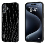 Custodia in vera pelle con motivo a coccodrillo per iPhone 16 e 1