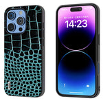 Custodia in vera pelle con motivo a coccodrillo per iPhone 16 e 1