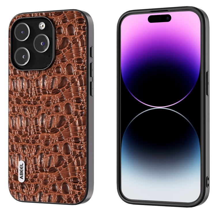 ABEEL Custodia per telefono con baldacchino in vera pelle con bordo nero, For iPhone 15 Pro Max, For iPhone 15 Pro, For iPhone 15 Plus, For iPhone 15