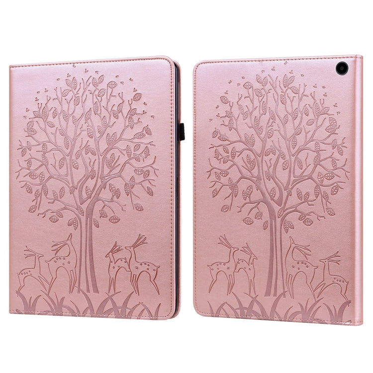 Custodia per tablet in pelle goffrata albero e cervo, For Amazon Fire Max 11