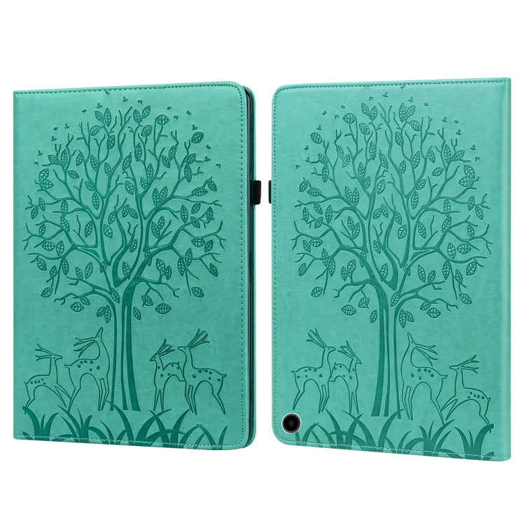 Custodia per tablet in pelle goffrata albero e cervo, For Amazon Fire Max 11