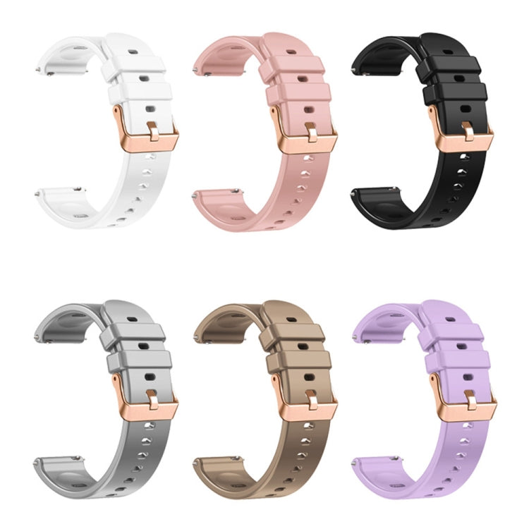 Cinturino in silicone con fibbia in oro rosa tinta unita da 20 mm, For Amazfit GTR Mini / Bip 3 / Bip 3 Pro