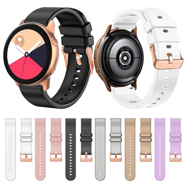 Cinturino in silicone con fibbia in oro rosa tinta unita da 20 mm, For Amazfit GTR Mini / Bip 3 / Bip 3 Pro