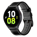 Cinturino per orologio in vera pelle con fibbia nera cucita, For Garmin Venu / SQ / SQ2 / Venu 2 Plus
