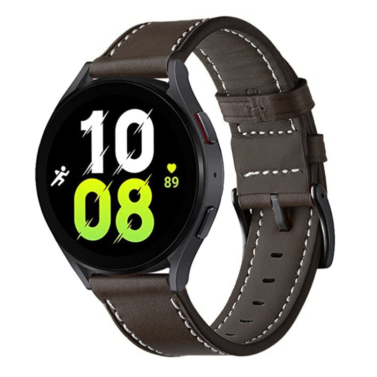 Cinturino per orologio in vera pelle con fibbia nera cucita, For Garmin Venu / SQ / SQ2 / Venu 2 Plus