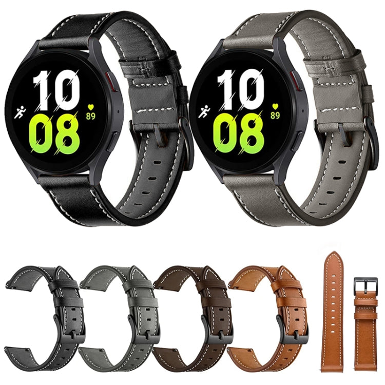 Cinturino per orologio in vera pelle con fibbia nera cucita, For Garmin Venu / SQ / SQ2 / Venu 2 Plus