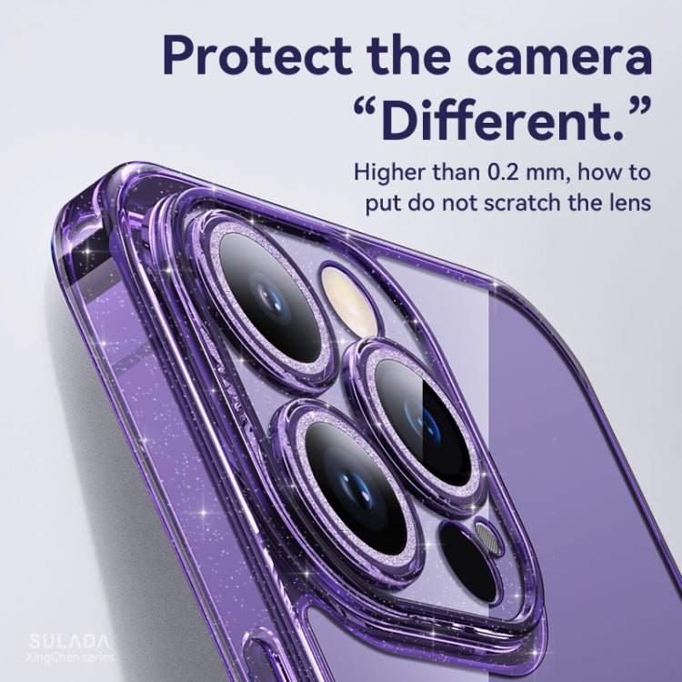 Custodia TPU glitterata con vetro temperato per iPhone 14